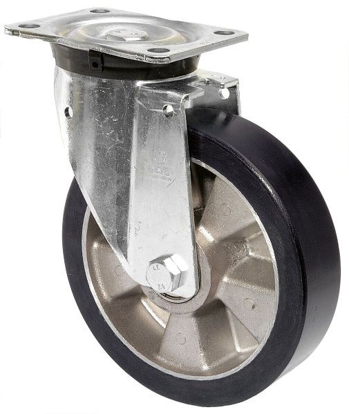 Roulettes BS Roulette robuste, largeur de roue 40 mm, Ø roue 125 mm, capacité de charge 225 kg, polyuréthane coulé 78 Shore A, corps de roue aluminium, roulement à billes, N100.B91.126
