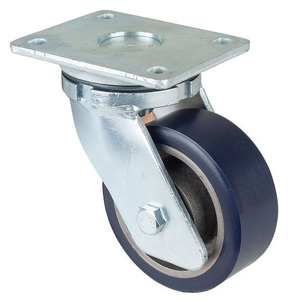 Roues BS Roulette robuste, largeur de roue 50 mm, Ø roue 125 mm, capacité de charge 400 kg, polyuréthane coulé 78 Shore A, corps de roue en fonte, roulements à billes, RR100.C11.125