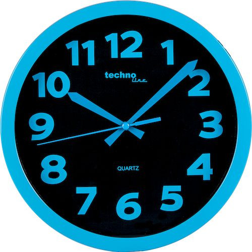 Horloge murale à quartz Technoline bleu, plastique, dimensions : Ø 26 cm, WT 7420 bleu