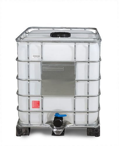 Conteneur DENIOS Recobulk IBC, palette PE, 1000 l, ouverture NW225, sortie NW80, 266-181