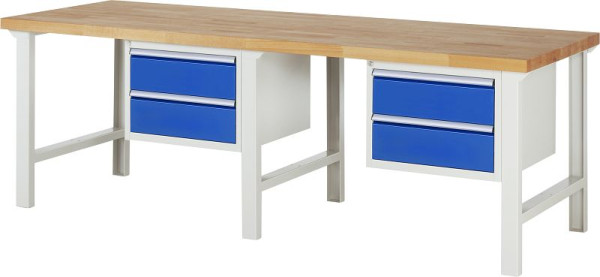 Etabli RAU série 7000 - conception modulaire, conteneur de sous-structure (2x tiroir), 2500x840x900 mm, 03-7125A1-259B4S.11