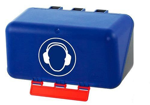 Mini-boîte DENIOS pour ranger les protections auditives, bleu, 119-581