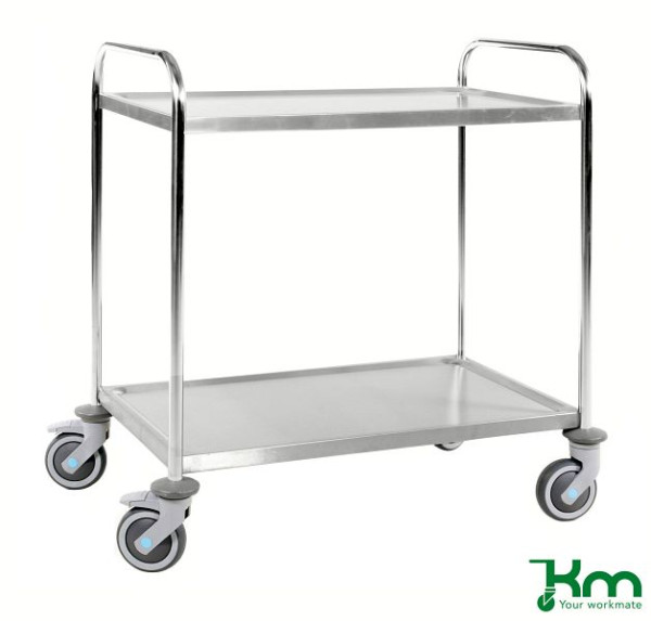 Chariot en acier inoxydable Kongamek avec 2 étagères C3, 18/8, dimensions des étagères 825 x 500 mm, KM60354-S