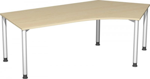 bureau geramöbel 135° droite, réglable en hauteur, 2166x1130x680-800, érable/argent, S-555316-AS