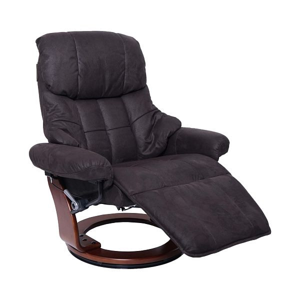 Chaise de relaxation Mendler MCA Calgary 2, chaise TV, tissu/textile capacité de charge 150 kg, marron-noir, aspect noyer, 61807