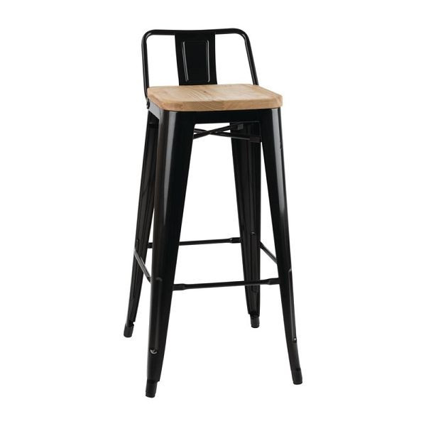 Chaise haute de bar Bolero Bistro avec siège en bois noir (4 pièces), FB623