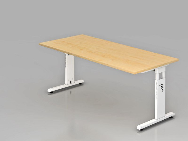 Bureau Hammerbacher pied C 180x80cm érable/blanc, hauteur de travail 65-85 cm, VOS19/3/W