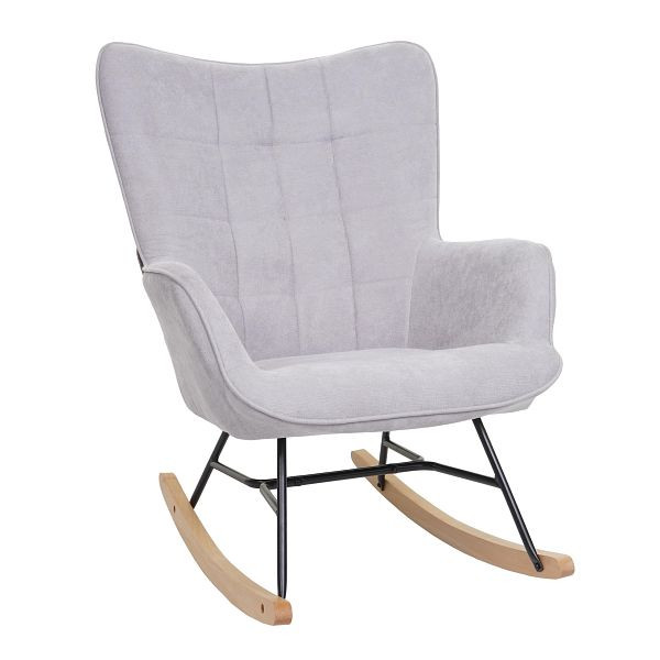 Chaise à bascule Mendler HWC-K36, chaise à bascule, chaise de relaxation, chaise TV, tissu/textile ÖKO-TEX, gris, 89753