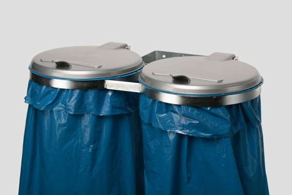 VAR Konsol poubelle D galvanisé, couvercle en plastique argent, 1092