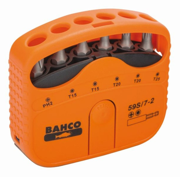 Jeu d'embouts Bahco, 7 pièces, PH 2, T 15, T 20, T 25, 59S/7-2