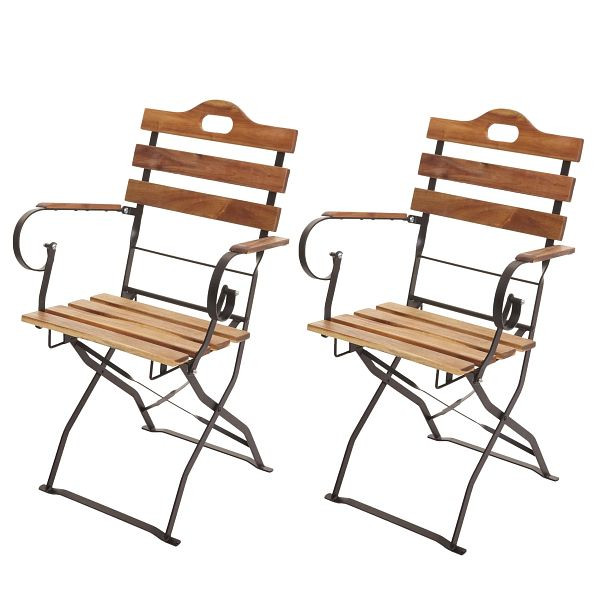 Mendler HWC-J40 ensemble de 2 chaises de jardin à bière, chaise de jardin pliante, acacia de qualité gastronomique, couleur naturelle, 77439