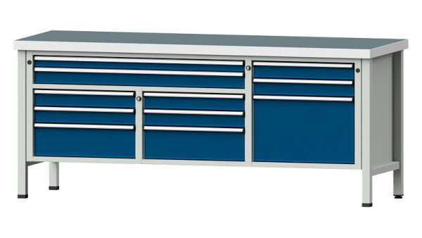 Établis ANKE Établi en caisson, modèle 283 V, 2000 x 700 x 850 mm, RAL 7035/5010, UBP 50 mm, 304.558