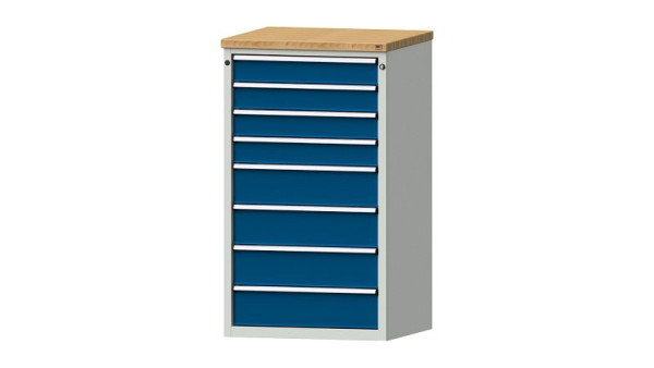 Armoire à tiroirs pour établis ANKE, modèle 4008 V, 765 x 700 x 1320 mm, RAL 7035/5010, BMP 40 mm, 611.115