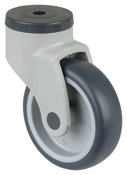 Rouleaux BS Rouleau en plastique, largeur de roue 32 mm, Ø roue 100 mm, capacité de charge 100 kg, bande de roulement en caoutchouc gris, palier lisse, lot de 2, C101.A81.100
