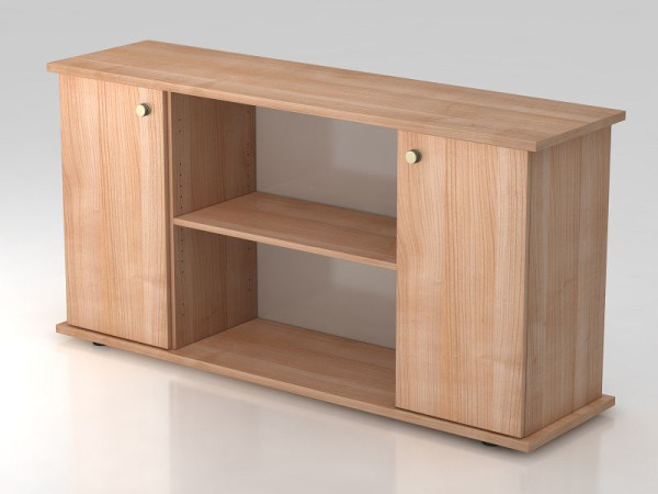 Buffet Hammerbacher 2 portes 166cm poignée rayée noyer/noyer, 166,1x44,8x84 cm (LxPxH), VSB2T/N/N/SG