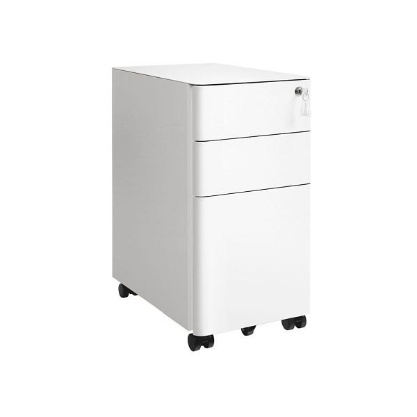 SONGMICS armoire de bureau avec roulettes et serrure blanc, OFC030W01