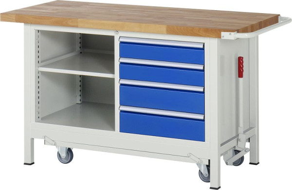 Etabli abaissable RAU 8000 - modèle 8463, L1500 x P700 x H880 mm, avec 4 tiroirs, 15-8463A2-157B4F.11