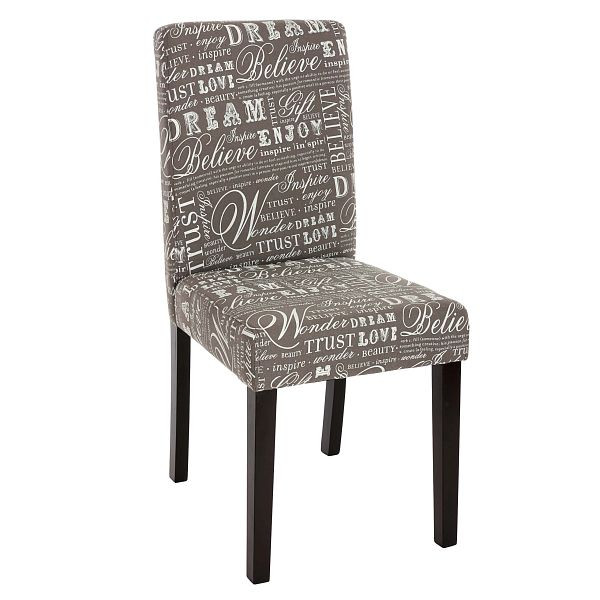 Ensemble de 2 chaises de salle à manger Mendler, chaises de cuisine, Littau, textile avec lettrage, gris, pieds foncés, 33696