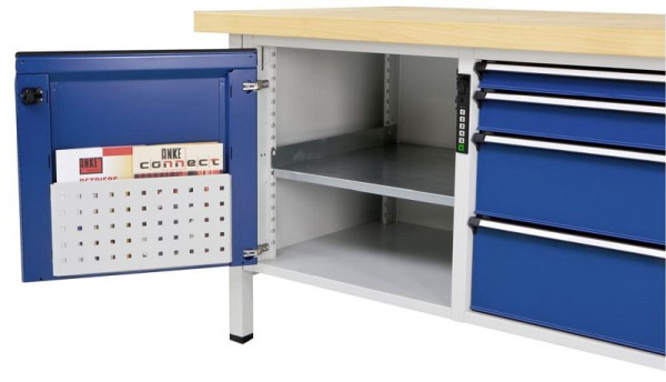 Compartiment pour documents ANKE; 415x220x22 mm; RAL 7035; Une fois; pour l'intérieur de la porte (FH 540 mm); Panneau avec perforation carrée de 10 mm; Distance de centre à centre de 38 mm