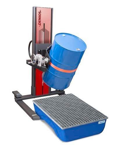 Lève-fûts DENIOS Secu Ex type W rotatif pour fûts de 60 à 220 litres, châssis large, ATEX