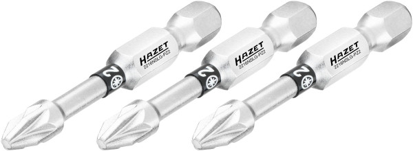 Embout Hazet, 6 pans plein 6,3 (1/4 pouce), profil Pozidriv PZ, PZ2, nombre d'outils : 3, version longue, ouverture de clé : PZ2, 2216NSLG-PZ2/3