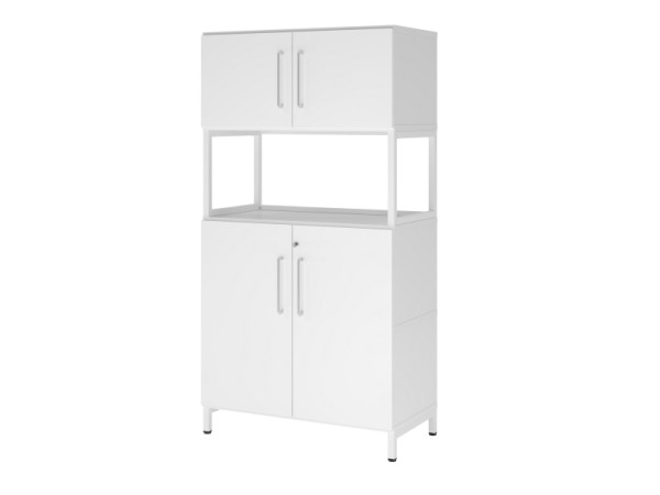 Armoire combinée Hammerbacher, 4OH, base, blanc/blanc, VFW48K5RU/W/W/BS