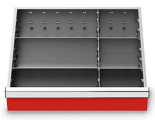 Bedrunka+Hirth kit de séparation métallique 5 pièces, R 18-16, hauteur de panneau 75 mm, 1 x MF 400 mm, 2 x TW 300 mm, 2 x TW 150 mm, 146-141-75