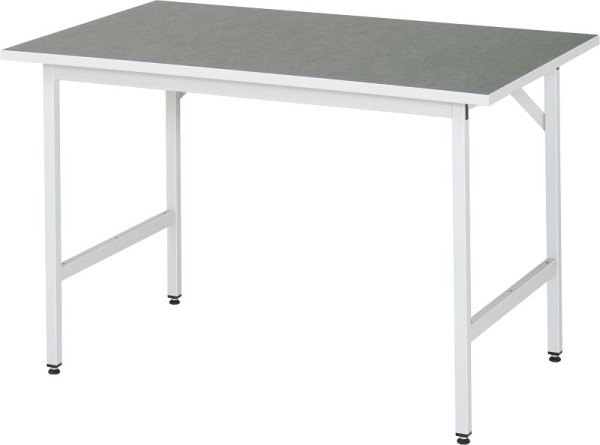 Table de travail RAU série Jerry (3030) - réglable en hauteur, plan de travail avec revêtement linoléum/universel, 1250x800-850x800 mm, 06-500L80-12.12