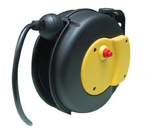 Enrouleur de câble Ebinger MINI ELEKTRIK, boîtier en plastique résistant aux chocs, résistant aux UV 8m de câble H05VV-F 2x1mm² classe de protection IP 42, 2.200.002