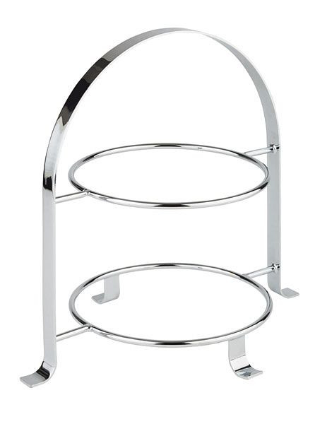 Support de service APS, 33 x 23,5 cm, hauteur : 30 cm, métal chromé dur, pour 2 assiettes, anneau intérieur Ø 18 cm environ, 33214