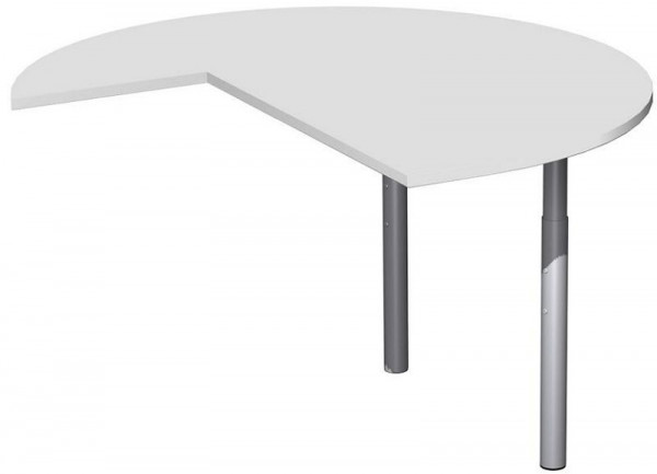 geramöbel Table d'appoint, trois quarts de cercle, droite, avec pieds de support, réglable en hauteur, 1200x1200x680-820, gris clair/argent, N-657012-LS