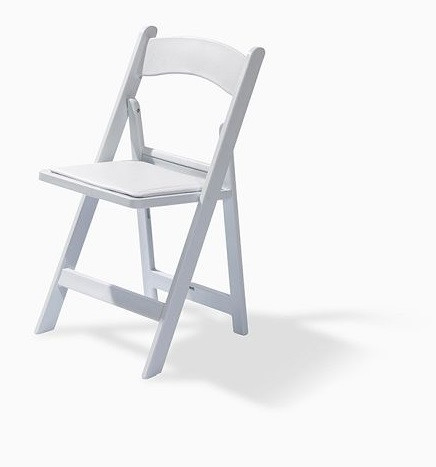VEBA chaise pliante de mariage en polypropylène blanc, assise rembourrée en simili cuir, 45x45x78cm (LxPxH), 50220