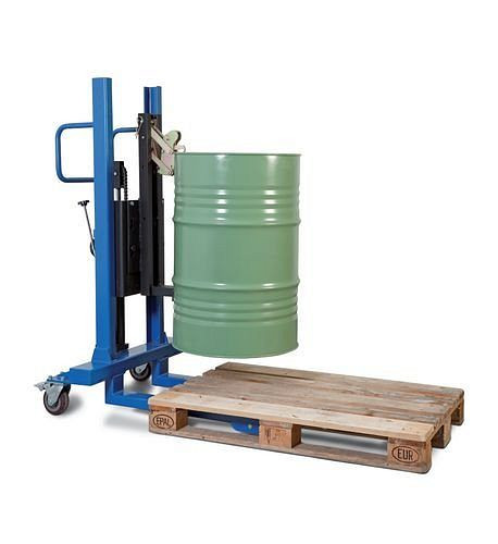 Lève-fûts DENIOS Servo FL 8-M en acier, châssis étroit, pour fûts de 60/200 litres, 181-092