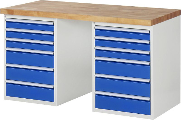 Etabli RAU série 7000 - modèle 7515-3, L1500 x P700 x H890 mm, base système L1500 x P650 x H850 mm, 03-7515A3-157B4M.11