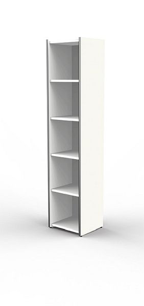 Kerkmann étagère simple étroite, 5 OH, frais, L 410 x P 380 x H 1830 mm, blanc, 13443610
