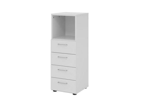 Armoire à tiroirs Hammerbacher 3OH, 4 tiroirs 934S4 BS, corps : gris / façade : gris, 40x41,7x110 cm (LxPxH), 4 tiroirs, poignée en métal BS, V934S4/5/5/BS