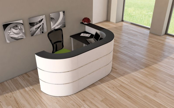 Kerkmann comptoir Cento 6, L 2600 x P 1800 x H 1100 mm, blanc/anthracite, 21385510