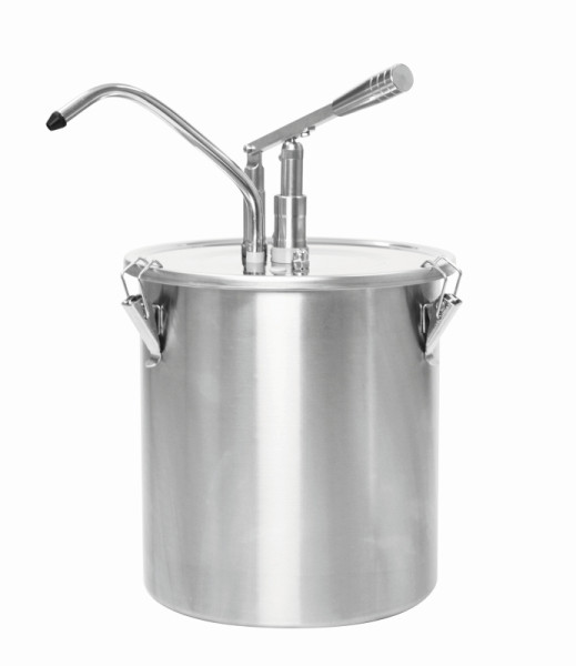 Distributeur doseur Schneider avec seau en inox, capacité 10 litres, hauteur : 440 mmxØ265 mm, 152450