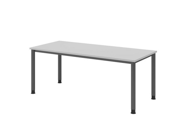Bureau Hammerbacher HS19, 180 x 80 cm, plateau : gris, épaisseur 25 mm, structure à 4 pieds en graphite, hauteur de travail 68,5-81 cm, VHS19/5/G