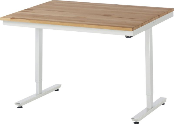 Table de travail RAU série adlatus 150 (réglable électriquement en hauteur), plan de travail en hêtre massif, 1250x720-1120x1000 mm, 08-AT-125-100-B