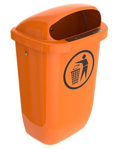 Corbeille SULO en polyéthylène (PE), pour montage mural, volume 50 litres, orange, 116027