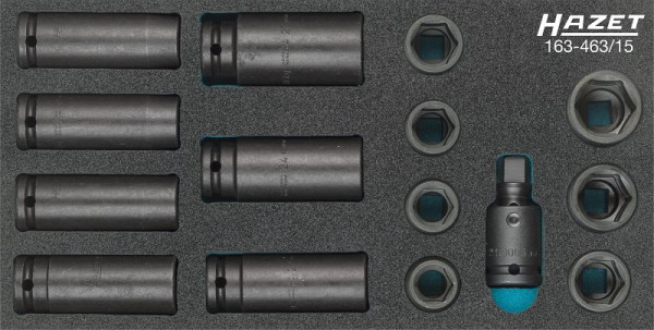 Jeu de douilles tournevis Hazet, carré creux 12,5 mm, profil de traction à six pans creux, 163-463/15