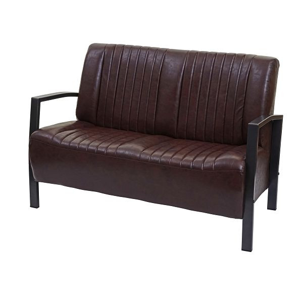 Canapé 2 places Mendler HWC-H10, canapé 2 places, design industriel en métal imitation cuir, marron vintage, 72472