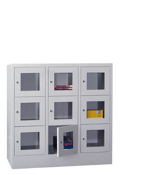 Armoire vestiaire Pavoy avec base 1187/500/1200, 3l x 3h, serrure à cylindre, largeur de compartiment 400, hublot, 61213-334-091-910905