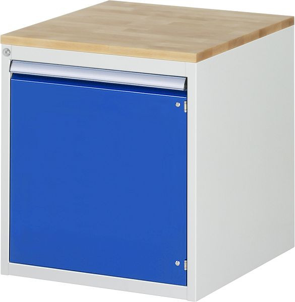 Armoire à tiroirs RAU série 7000, L580xP650xH645mm, porte battante H540mm, plan de travail en hêtre massif, 03-L3.8AR-B.11
