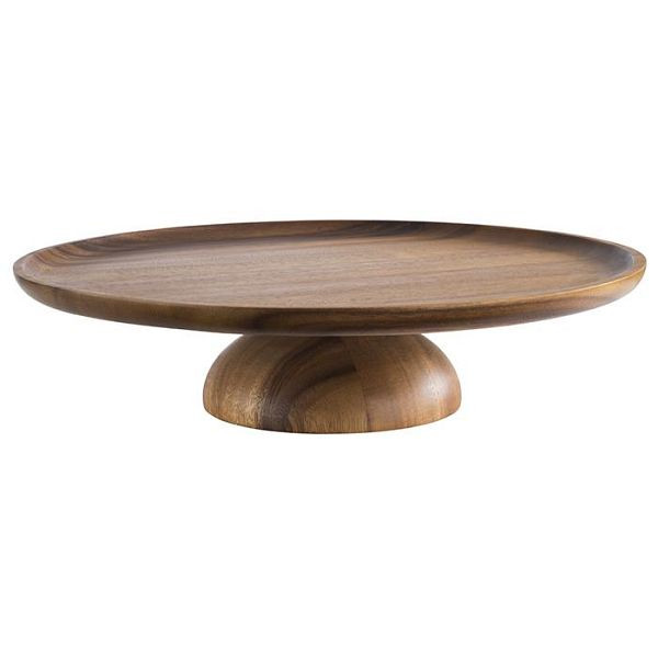 Assiette à service et à gâteau APS, Ø 33 cm, hauteur : 8 cm, bois d'acacia, fond adapté aux meubles, -ACACIA-, 33294