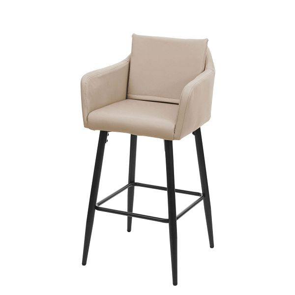Tabouret de bar Mendler HWC-H93, tabouret de bar, repose-pieds en métal, simili cuir taupe-beige, 74750