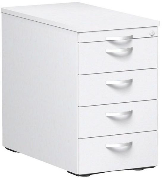 conteneur debout geramöbel avec 4 tiroirs en métal, guide de tiroir en métal, verrouillage centralisé, 438x800x720, blanc/blanc/blanc, N-0308SF4-WWW