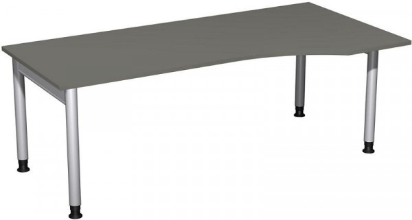 Bureau PC geramöbel droit, réglable en hauteur, 2000x1000x680-820, graphite/argent, N-657313-GS