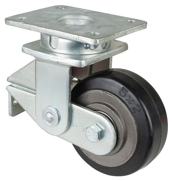 Roues BS Roulettes pour charges lourdes à ressorts, largeur de roue 50 mm, Ø roue 125 mm, capacité de charge 275 kg, bandages élastiques noirs, corps de roue coulé, roulements à billes, T100.B81.125